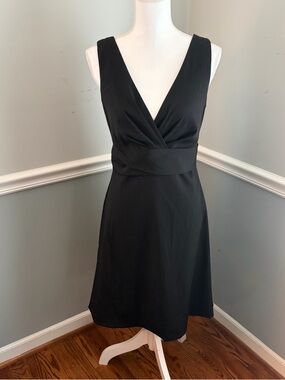 White House Black Market Little Black Dress Midi Wrap Style – Size 6